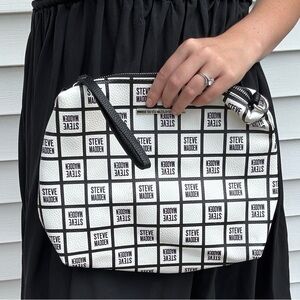 Steve Madden Black and White Checkered Clutch
